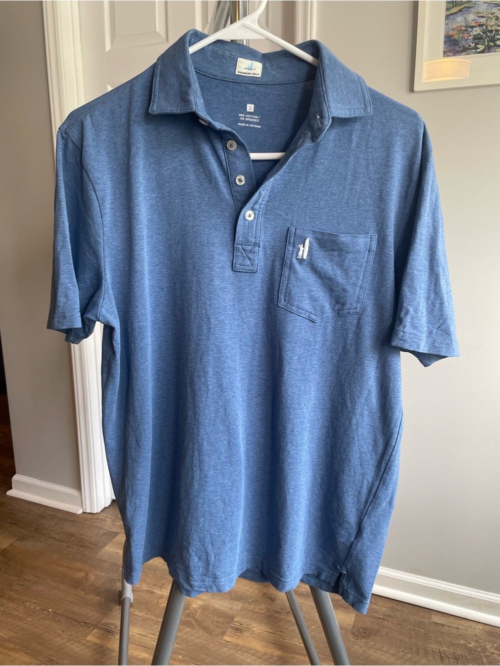 johnnie-O Heathered Blue Short-Sleeve Polo